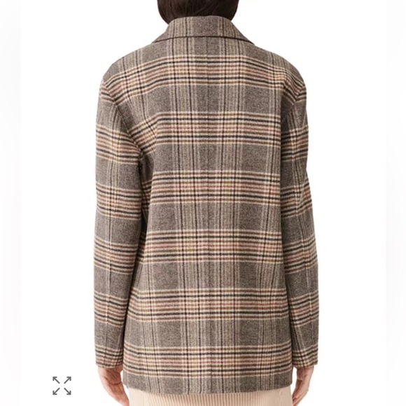 Maje Garion Plaid Blazer Coat Brown Size 36 US 4 - Picture 2 of 11